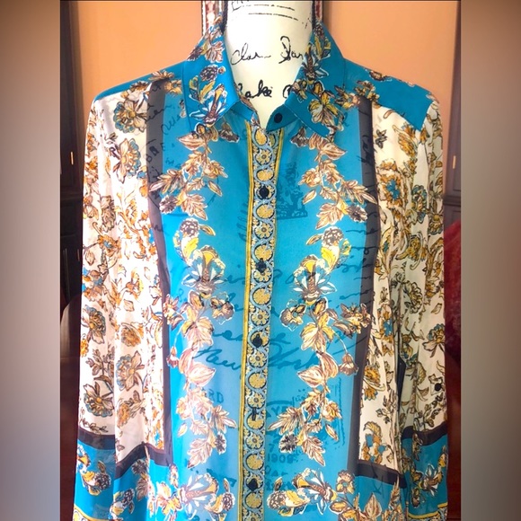 I.N.C.  “INTERNATIONAL CONCEPTS” SHEER BUTTON DOWN BLOUSE SIZE M NWT - Picture 2 of 10